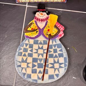 VTG Jim Shore Winter Folk Snowman Candy Dish Beautifully Hand Painted w box